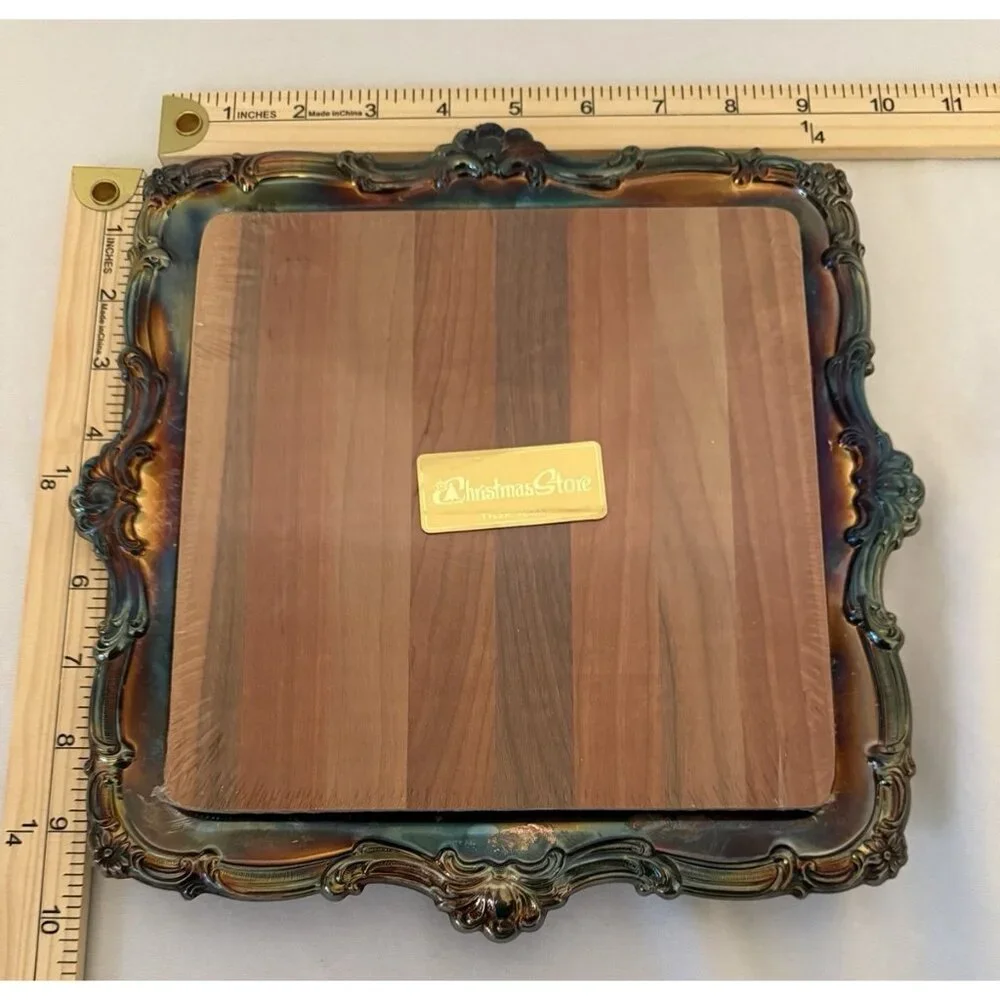 Vtg Newport Silver Plate Tray YB 650 Serving Cutting Cheese Board 10